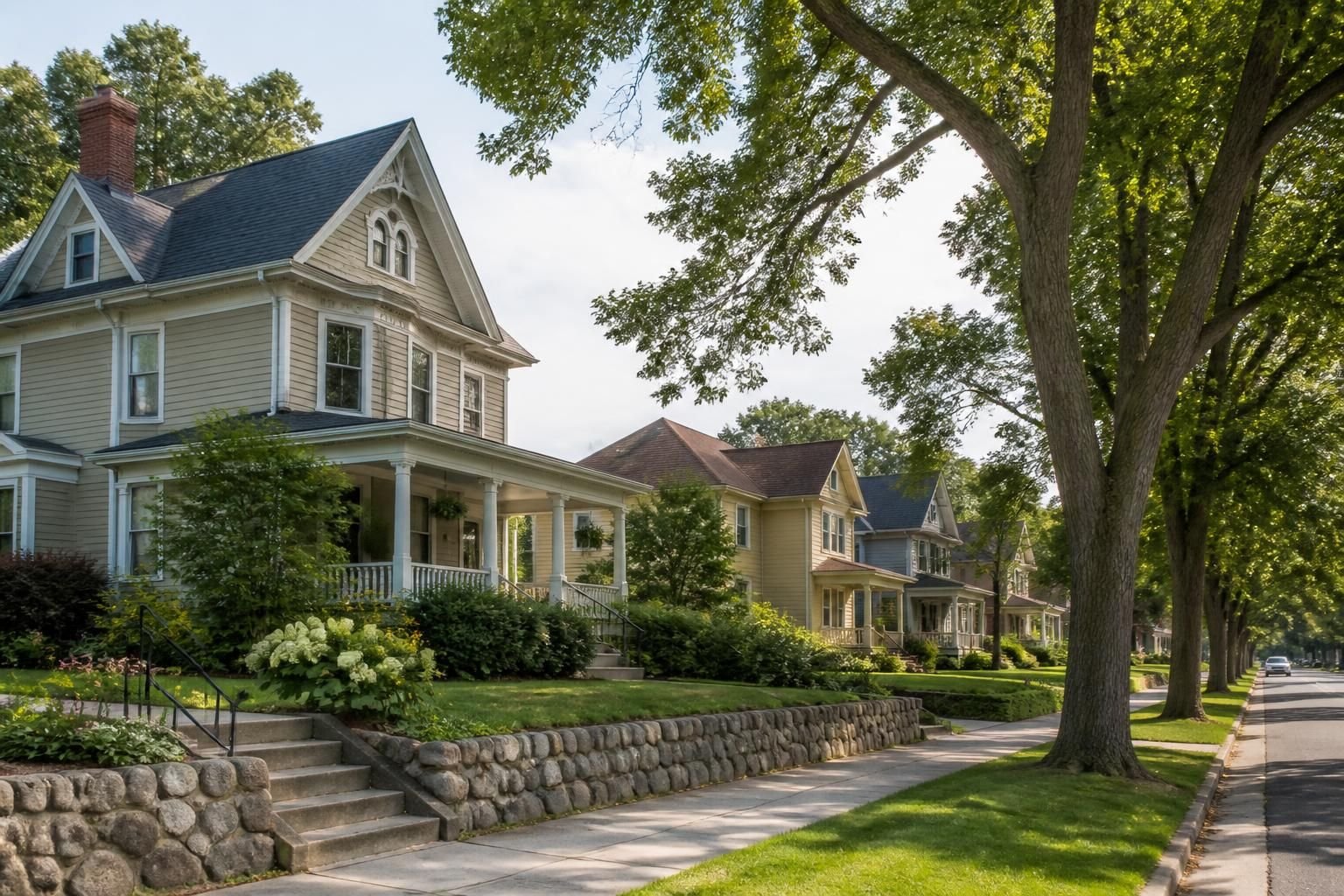 Historic Stoughton neighborhood with neat streets and homes.