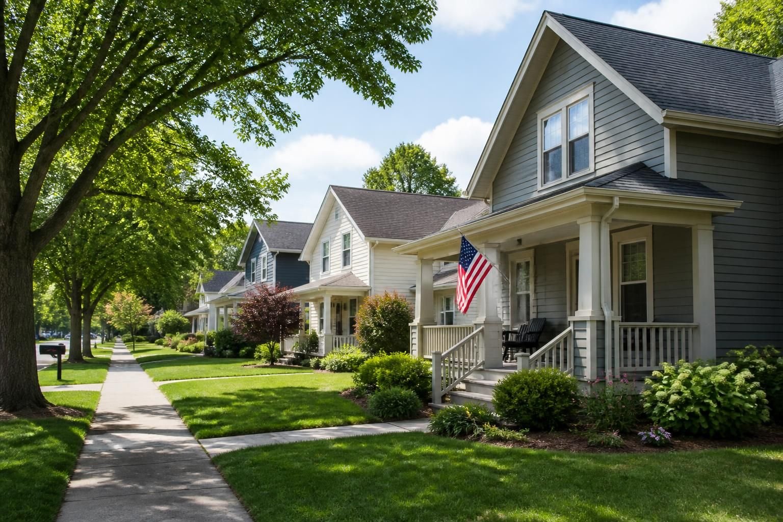 Friendly Waunakee neighborhood with well-maintained houses.